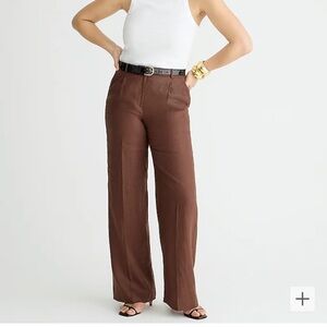 NWT J Crew Wide Leg Essential Linen Pants 12 Cocoa 12